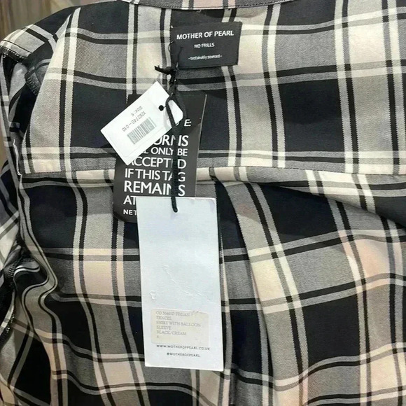 Mother of Pearl TEGAN 100% Lyocell Checked Black Cream - Picture 4 of 8